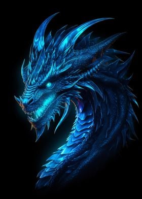 Angry blue ice dragon