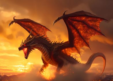 Fire breathing Red Dragon