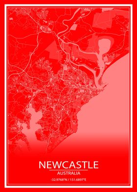 Newcastle Red White Map