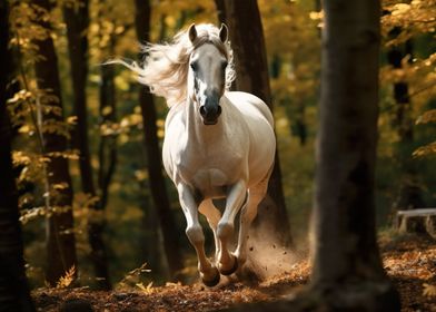 Graceful White Horse Art