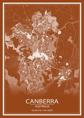 Canberra Brown White Map