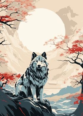 Wolf Retro Japan Vibes