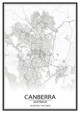 Canberra White City Map