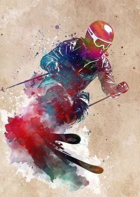 Ski alpine sport art