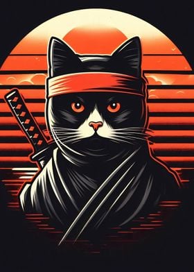 Ninja Cat Japanese Samurai