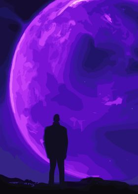 Man Looks at Planet