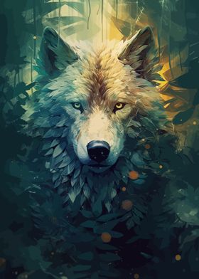 Mystical forest wolf