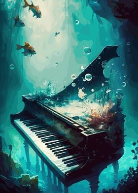 Piano In Ocean