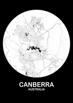 Canberra White Circle Map