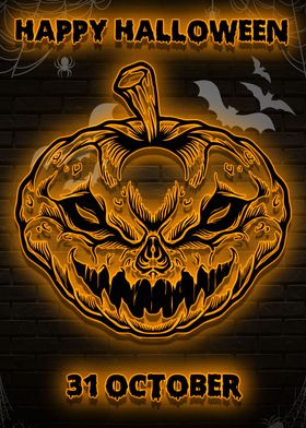 pumpkin halloween neon