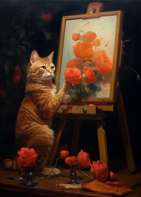 Cat and Flowers