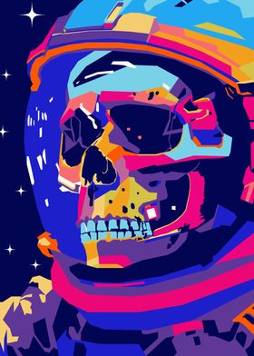 Astronaut Skull Pop Art