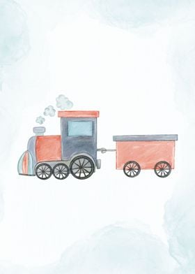 Cute watercolor train 