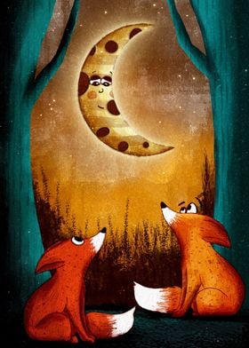 two foxes and Miss Moon