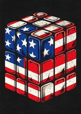 Rubik Cube USA Flag