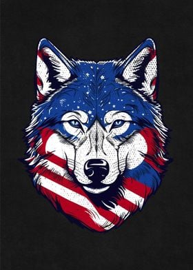 Wolf US Flag Patriotic