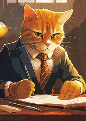 Cat in a business