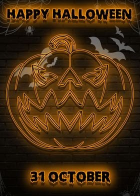 pumpkin halloween neon