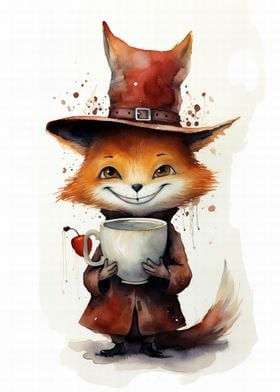 Funny fox and coffee 01