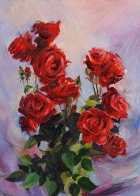 Red Rose Flower MONET