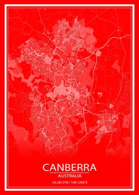 Canberra Red and White Map