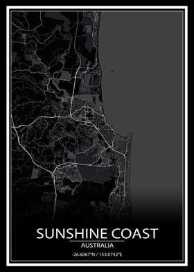 Sunshine Coast Black Map