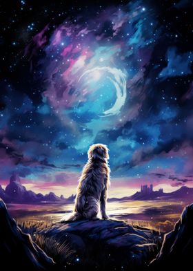 Dog at Starry Sky