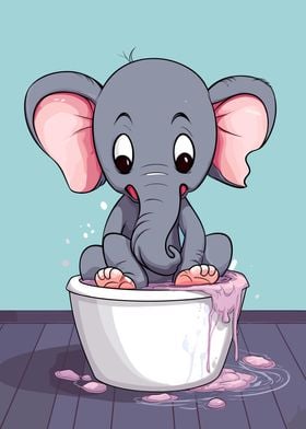 Cute Elephant on Toilet