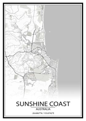 Sunshine Coast White Map