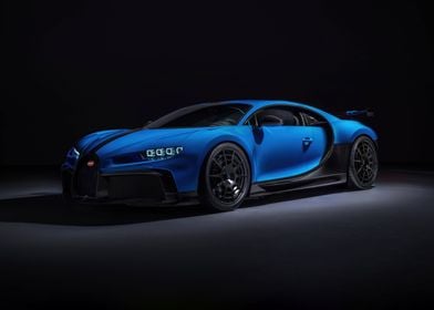 bugatti chiron blue car