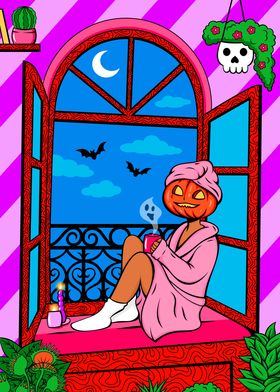 Relaxing Pumpkin girl