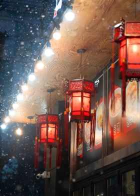 Lanterns on a Snowy Night