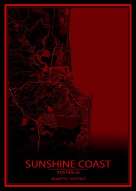 Sunshine Coast Red Map