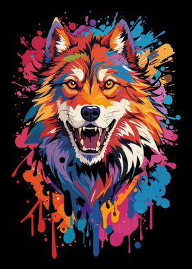 Wolf Head Graffiti Style