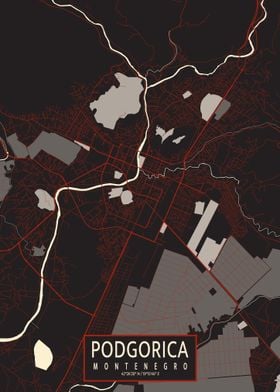 Podgorica City Map Vector