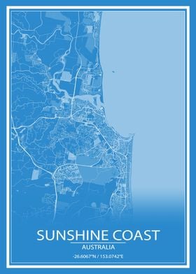 Sunshine Coast Blue Map