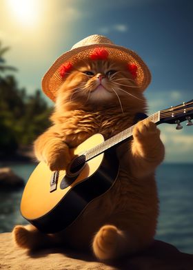 Obese Cat Playing Music