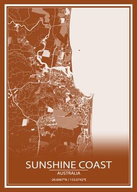 Sunshine Coast Brown Map