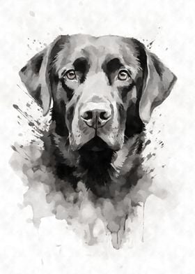 Labrador Black Ink Art