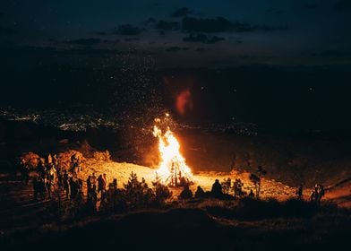 Big fire at night