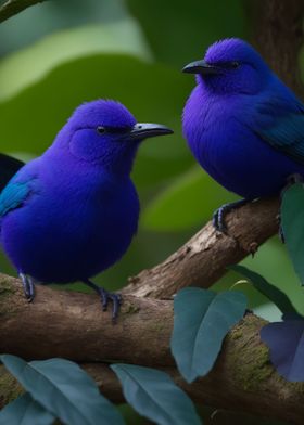 A pair of purple bird