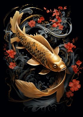 Golden Koi Fish 