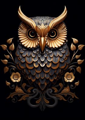 Black and Gold Owl 