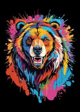 Bear Head Graffiti Style