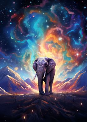 Elephant at Starry Sky