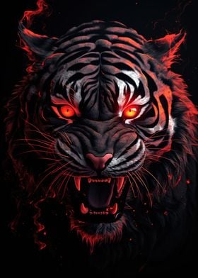 Tiger Red And Black Animal