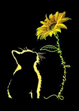 cat sunflowers