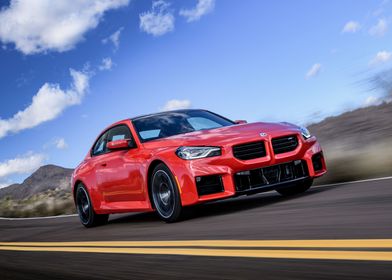 Red BMW M2 thrilling drive