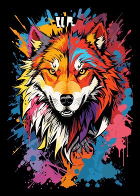 Wolf Head Graffiti Style