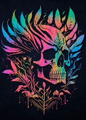 Psychedelic Flowers Skulls